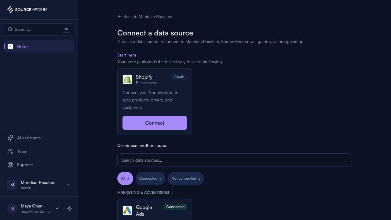 Open the data source list