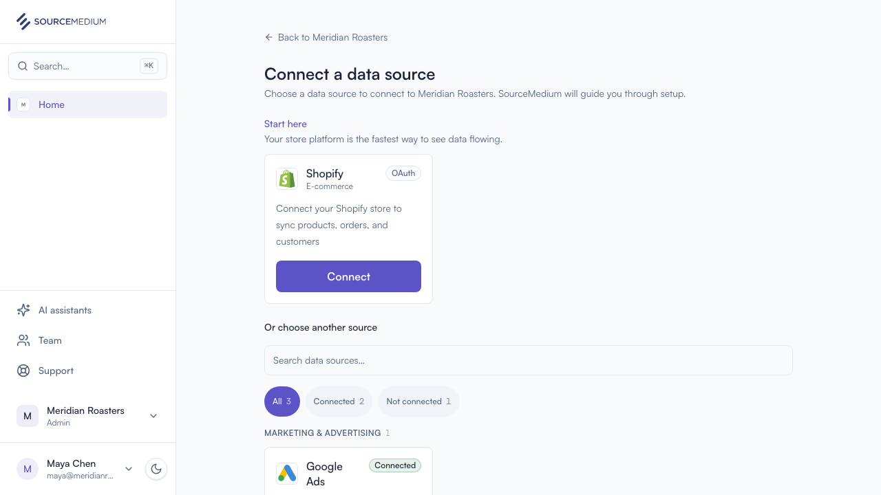 Open the data source list