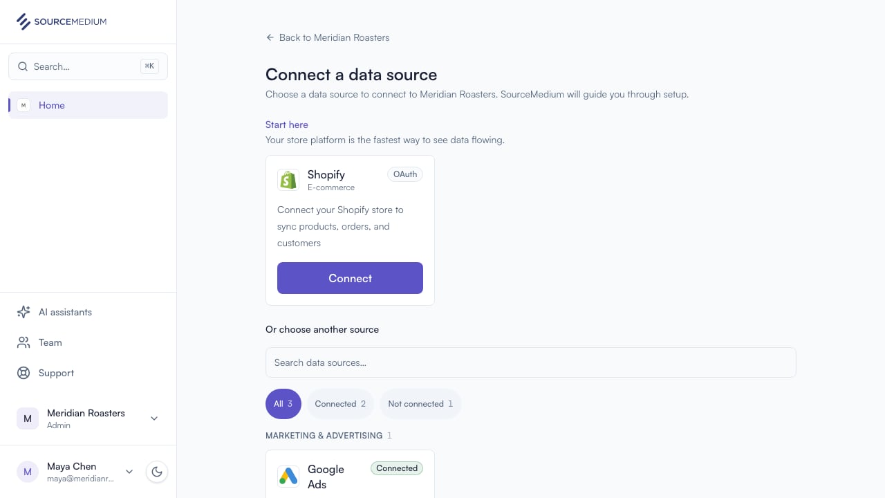 Open the data source list