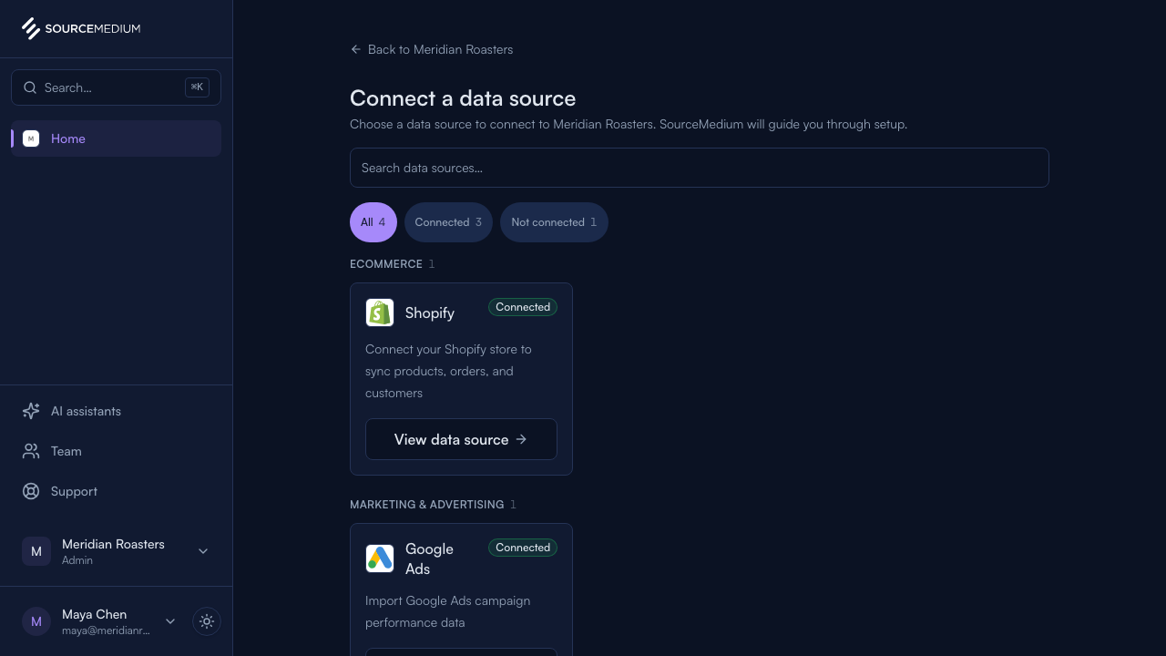 Open the data source list