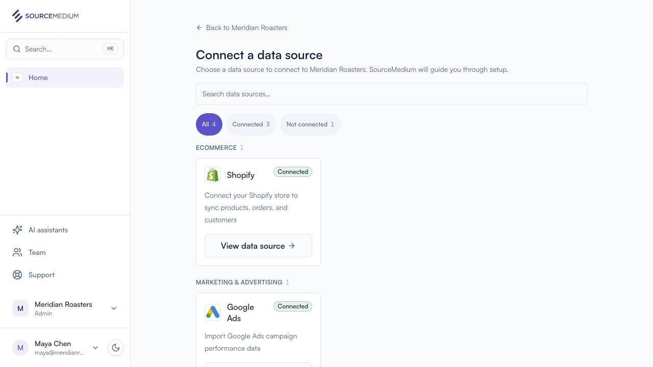 Open the data source list