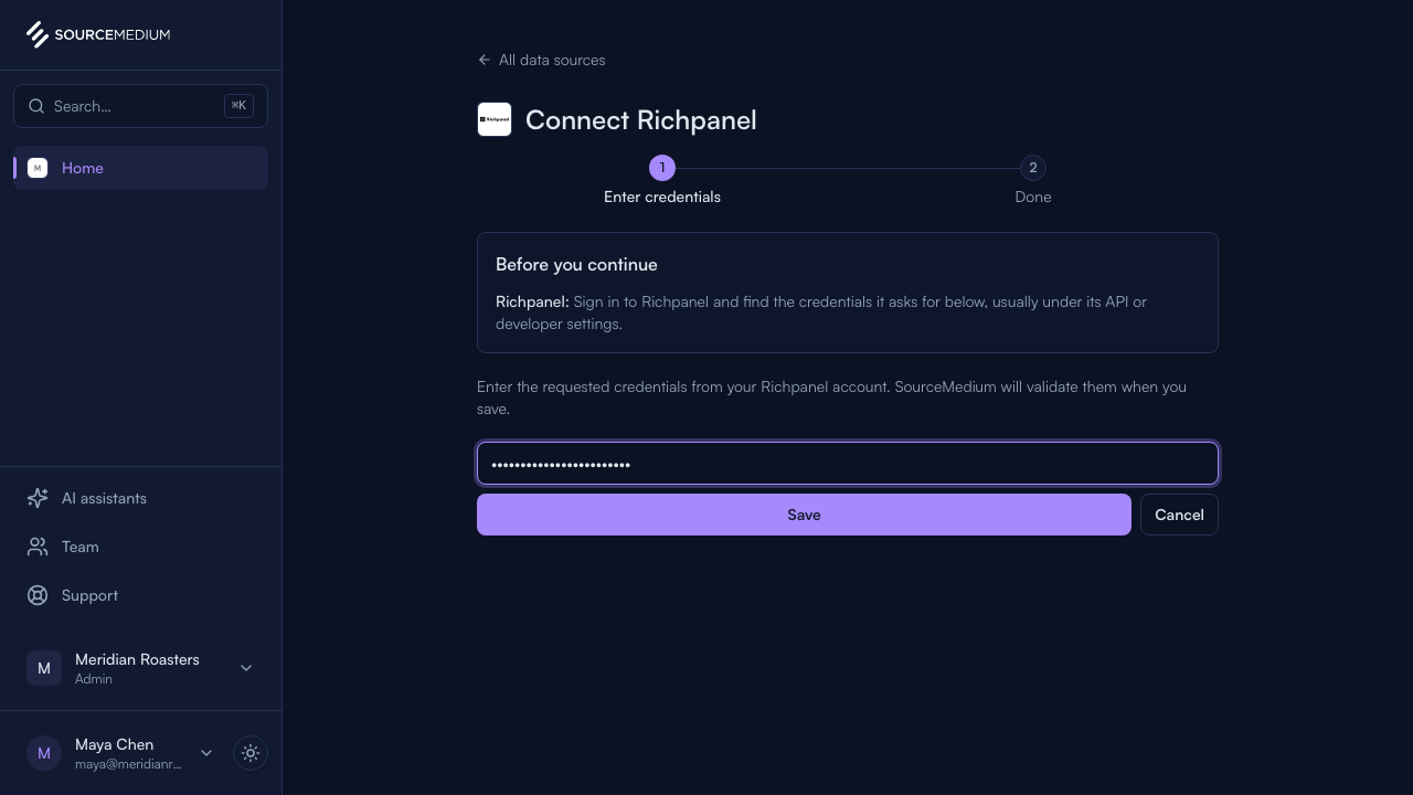 Paste the API key
