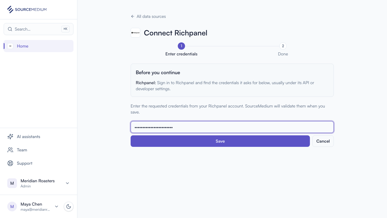 Paste the API key