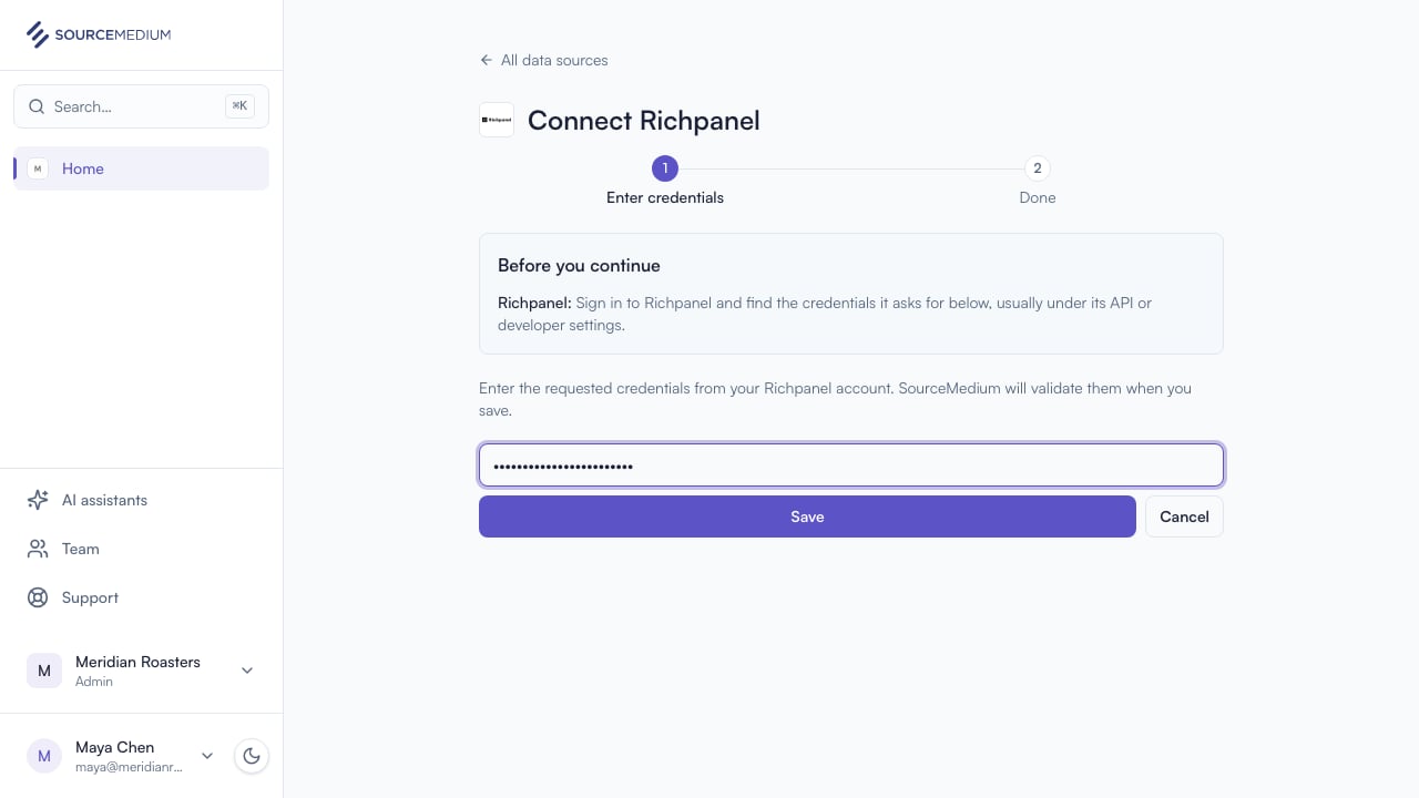 Paste the API key