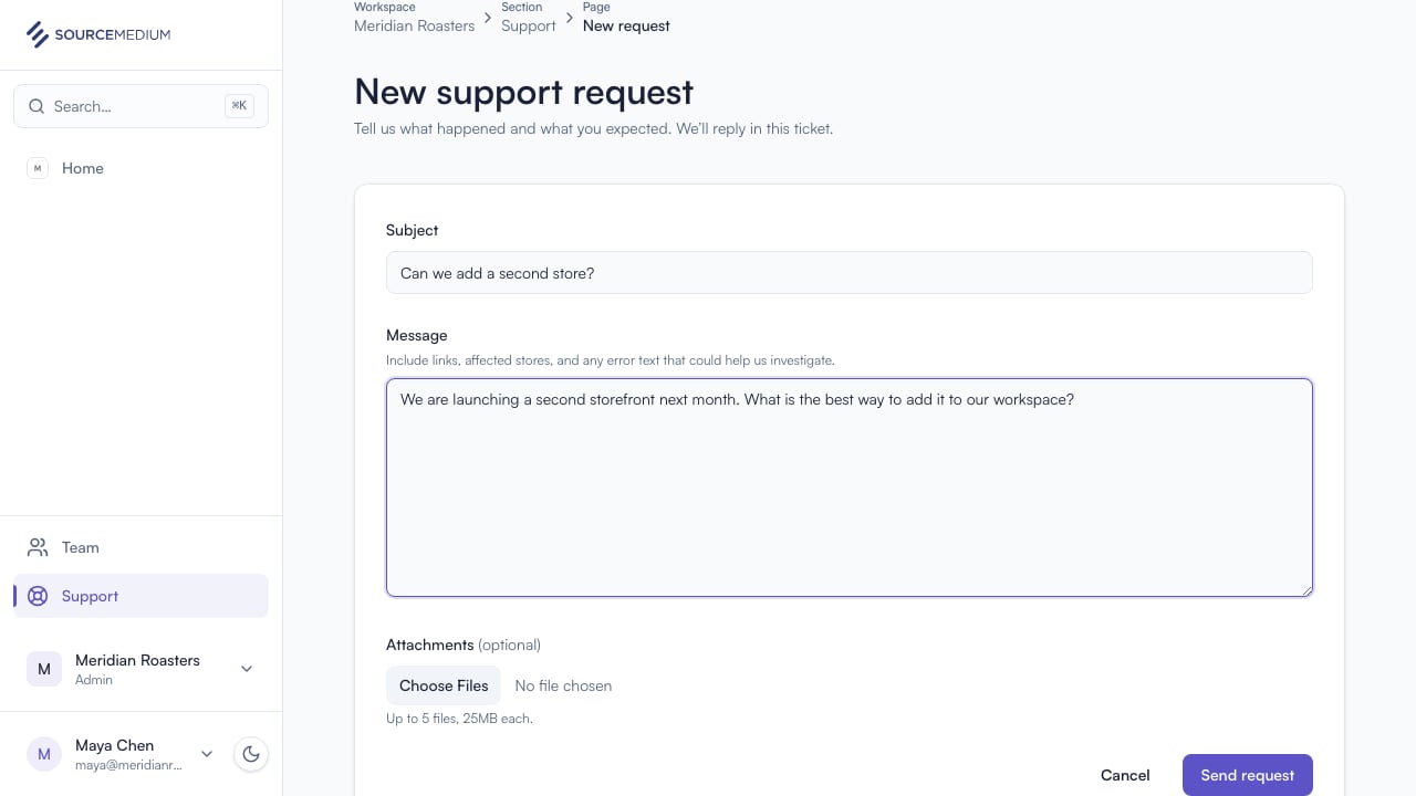 Start a new request