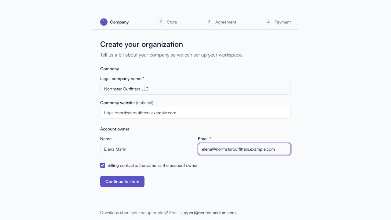Enter company details