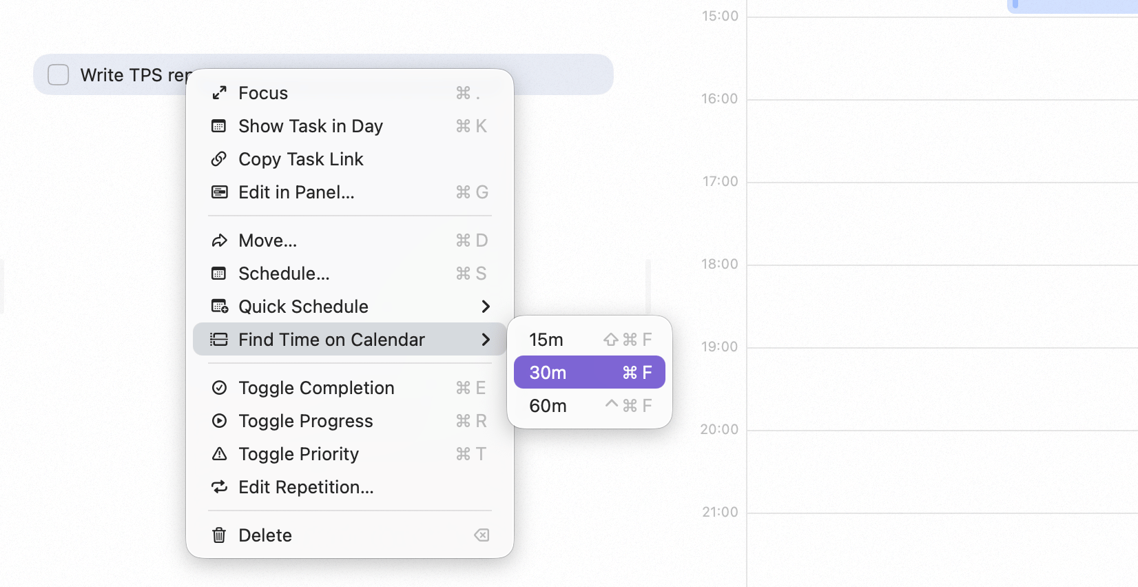 A task being auto-scheduled into a free slot on the calendar
