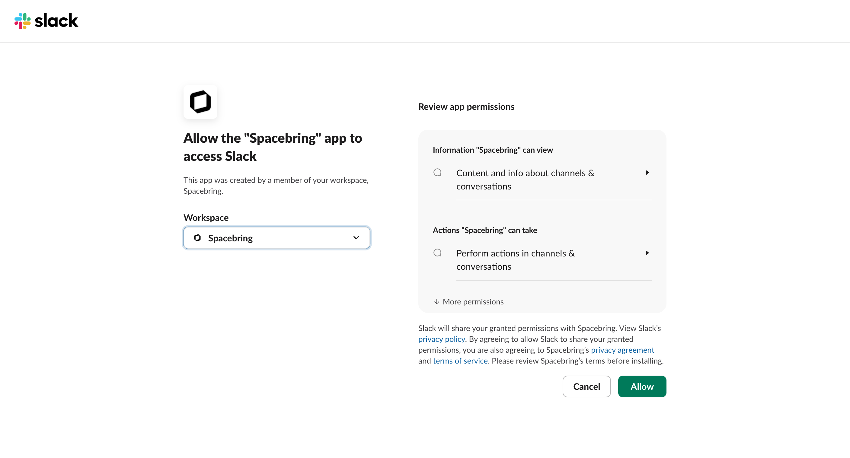 Ai Agents Slack Connect Spacebring To Slack Allow Access