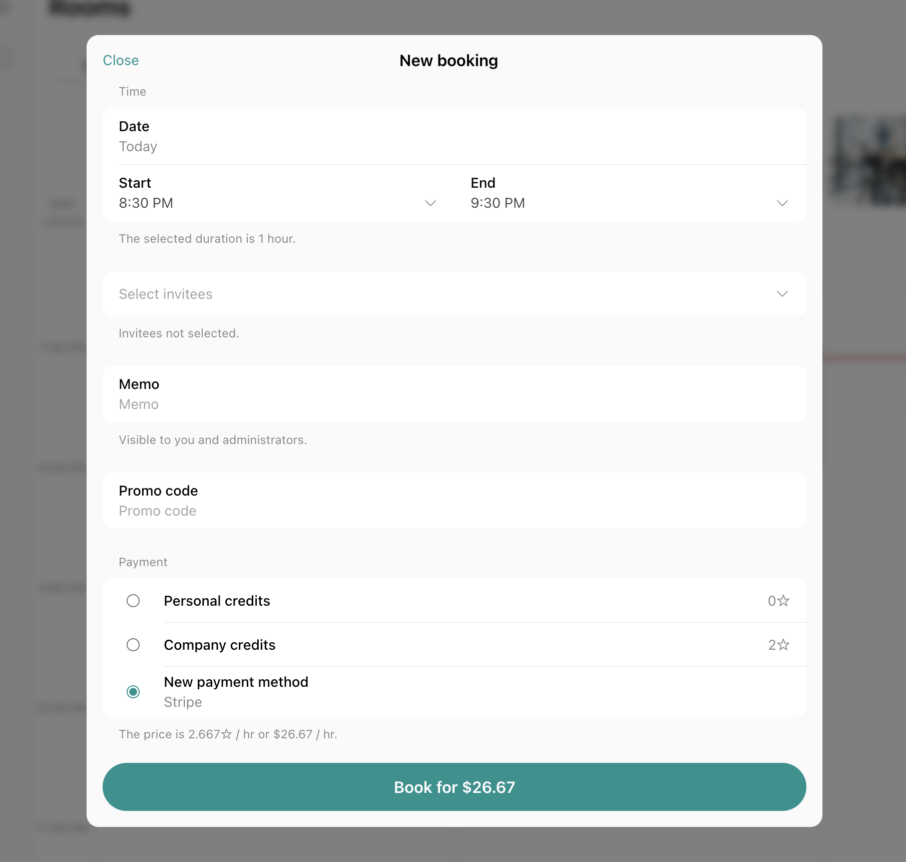 Payment methods - Spacebring