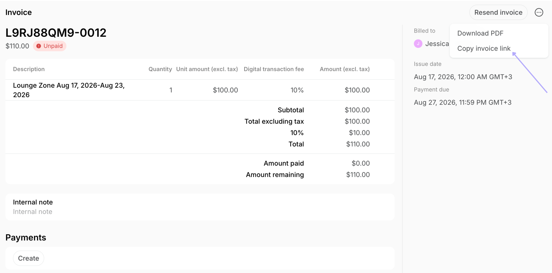 Billing Invoices Payments Share An Invoice Link