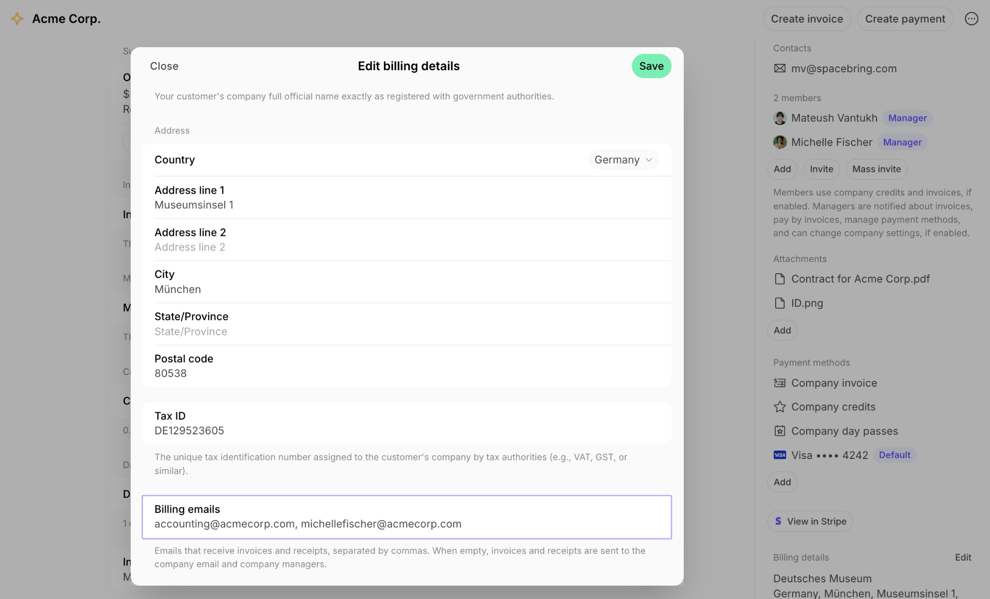 Customer Management Companies Add Company Members And Managers Choose Who Receives Company Billing