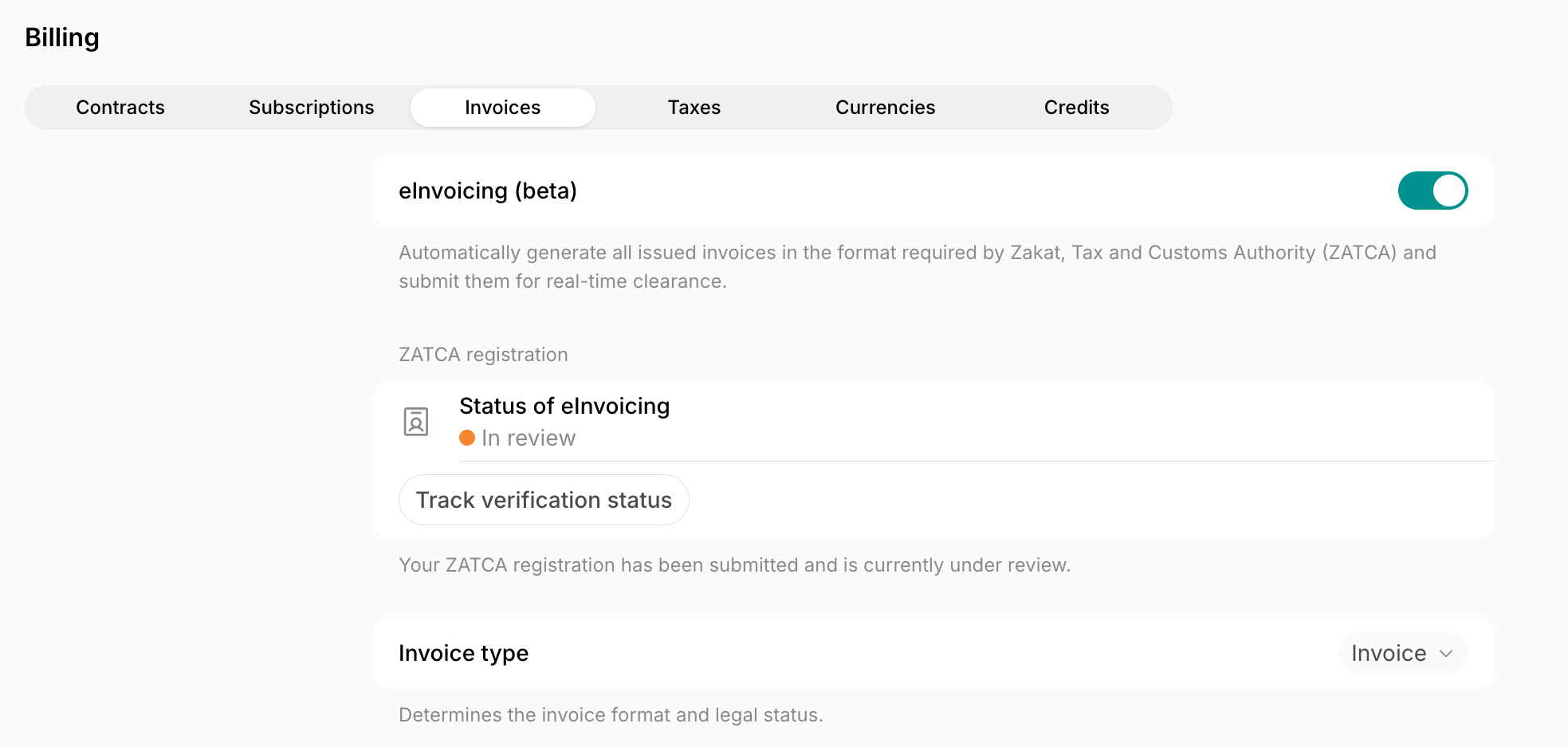 Billing Einvoicing Zatca Enable Einvoicing
