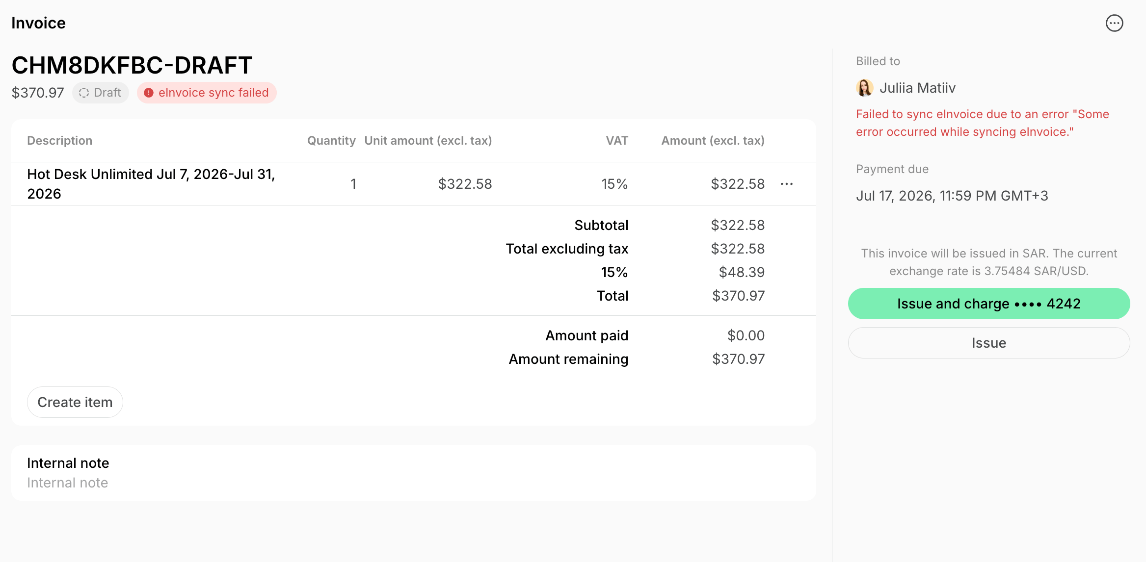 Billing Einvoicing Zatca Track Einvoice Syncing Sync Failed