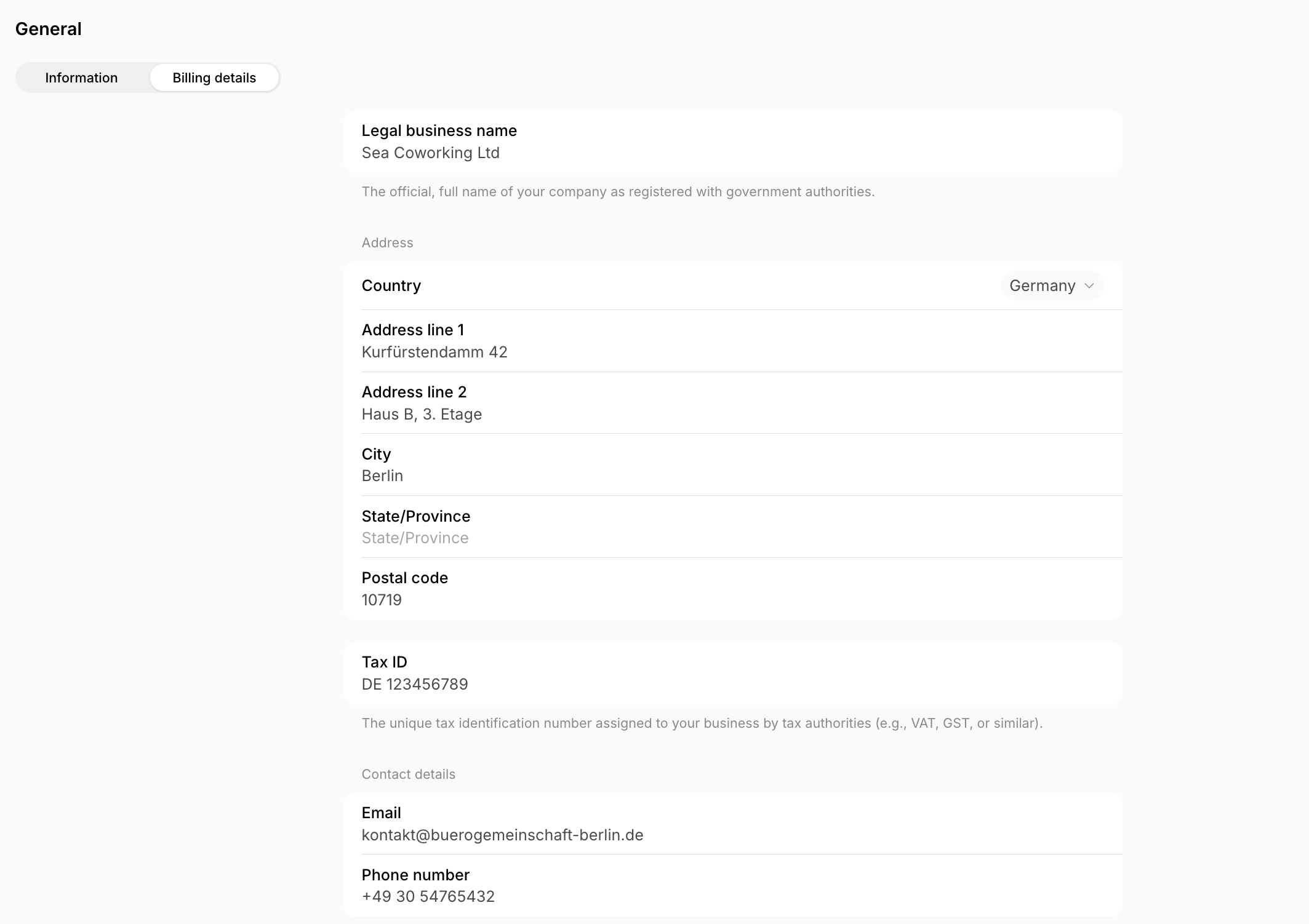 Billing Einvoicing Germany Complete Location Billing Details