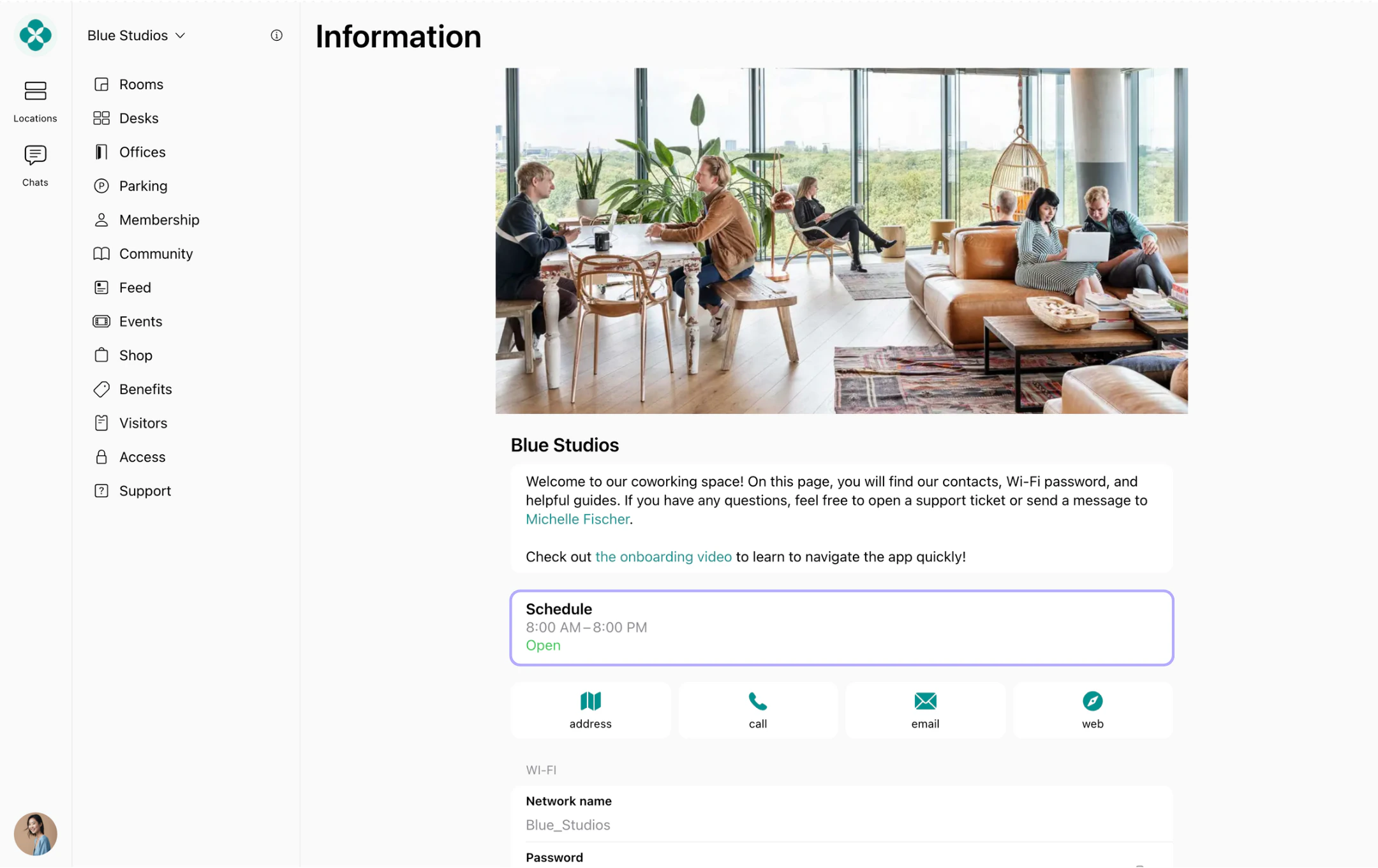 Configure schedule on Spacebring coworking space management platform