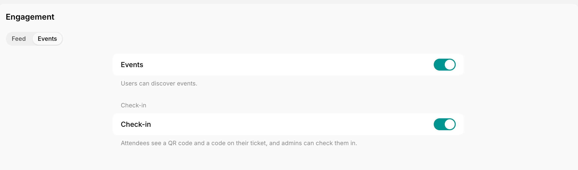 Event check-in setting in location settings on Spacebring's coworking space management platform