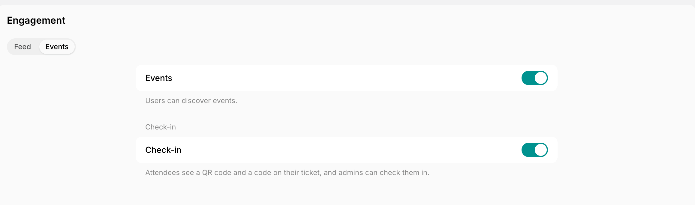 Event check-in setting in location settings on Spacebring's coworking space management platform