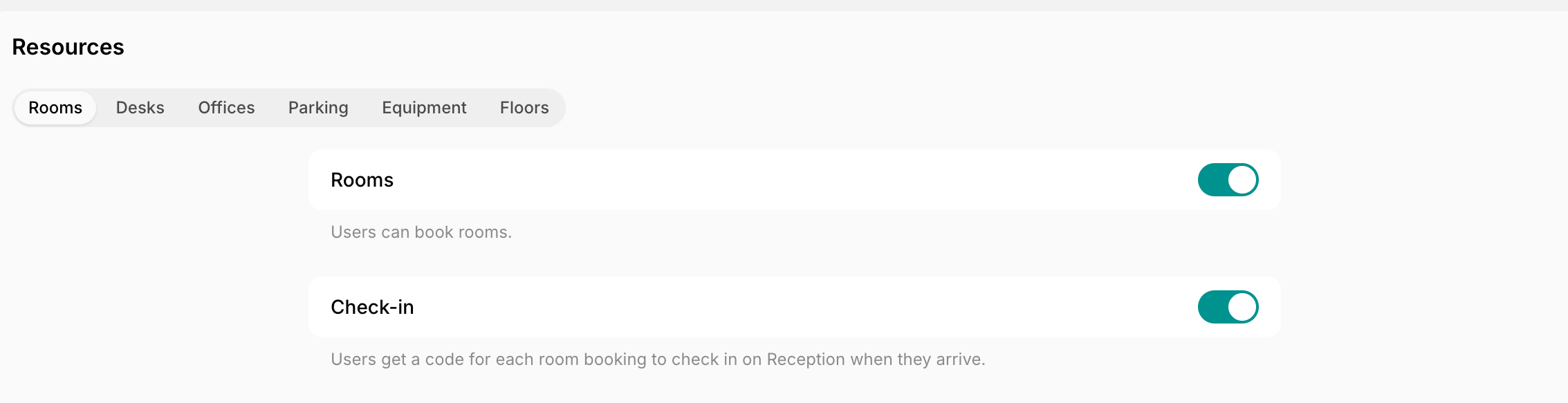 Room booking check-in setting in location settings on Spacebring's coworking space management platform
