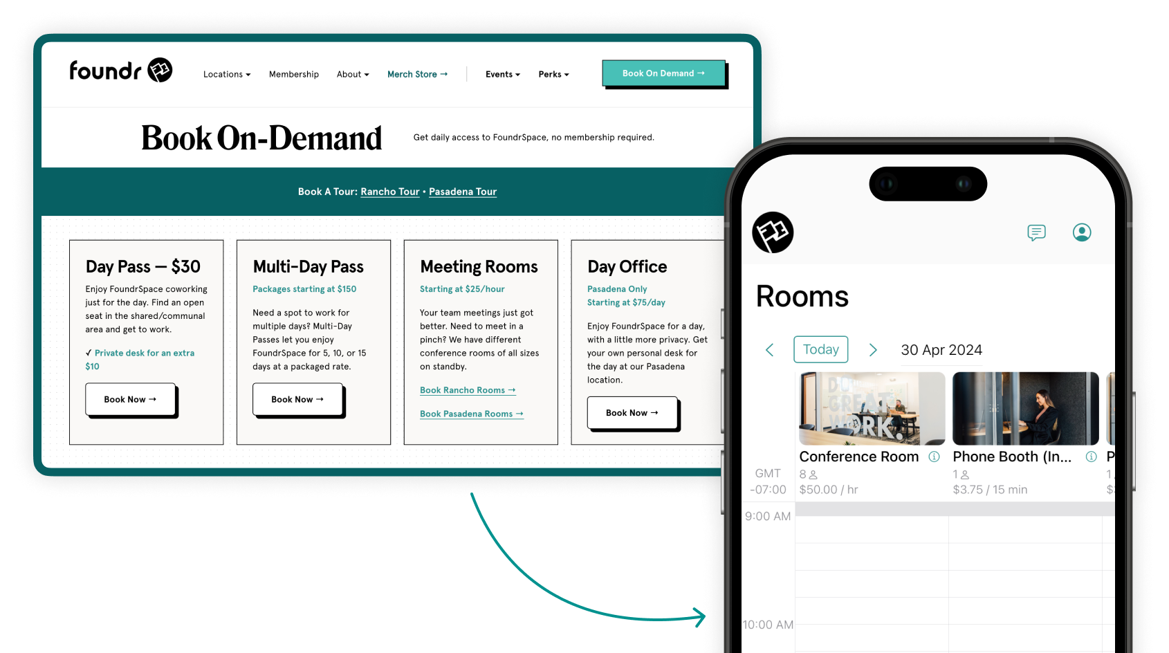 Integrate Spacebring's coworking space management platform with a marketing website