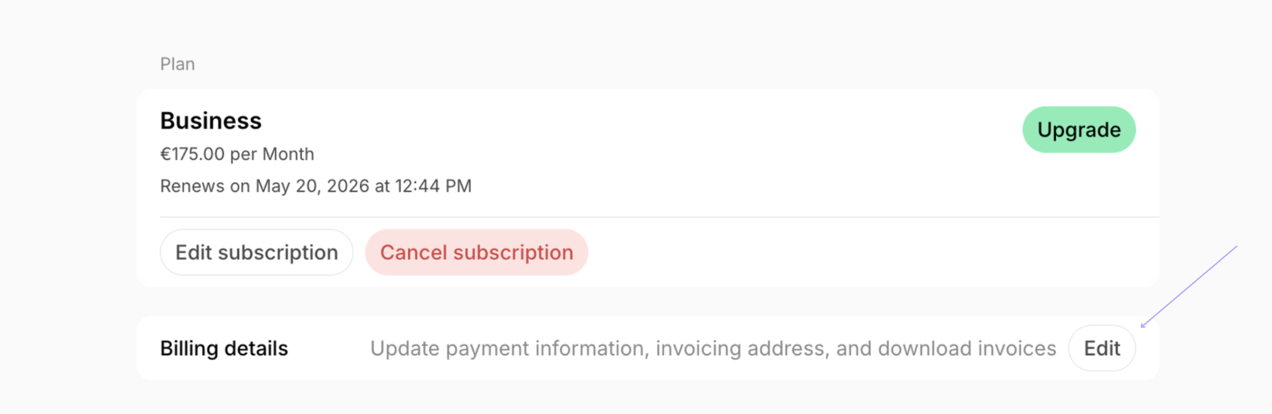 Administration Billing Make Changes To Spacebring Subscription Update Your Payment Or Billing Information