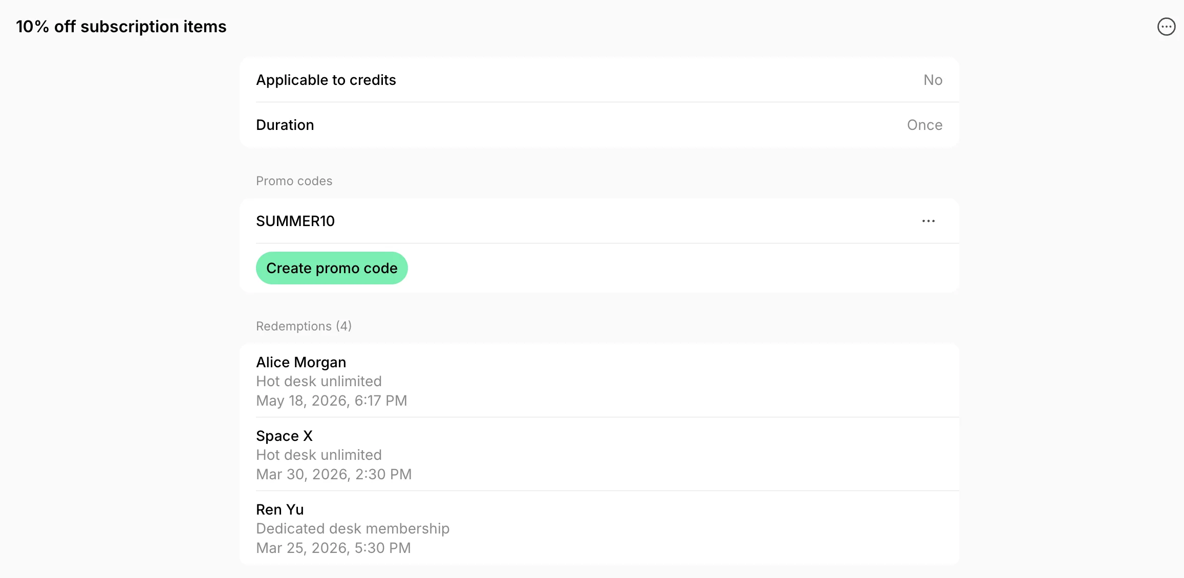 Billing Discounts Redeem For Bookings Track Coupon And Promo Code Usage
