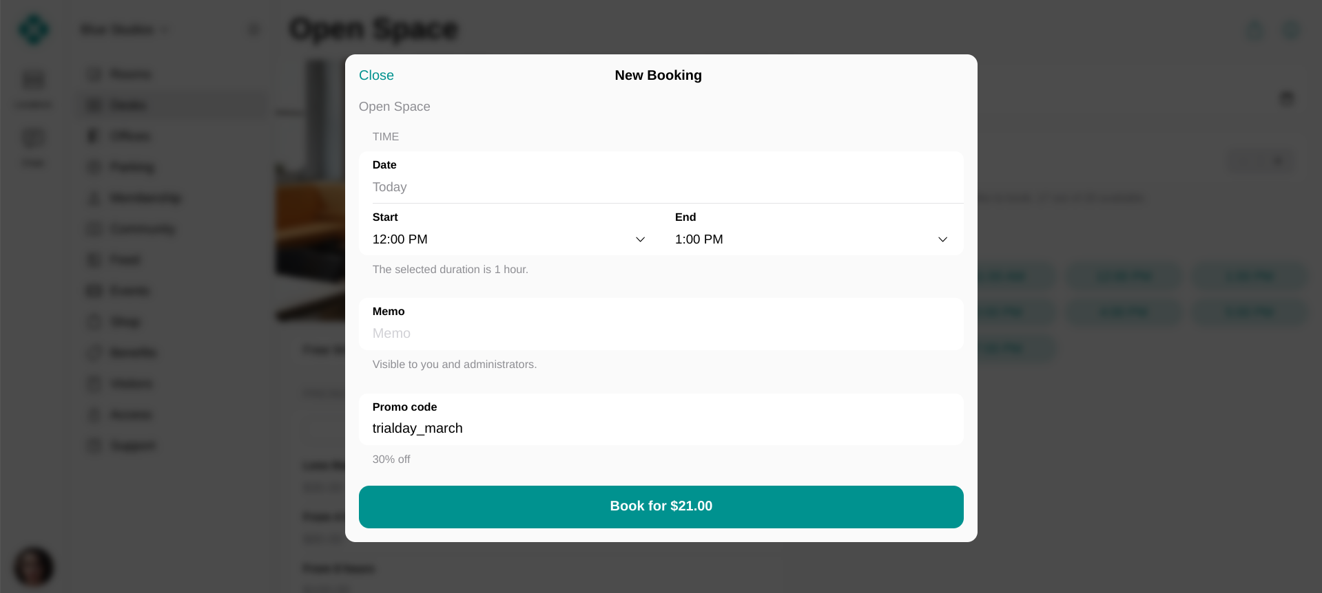 Organize trial days on Spacebring's coworking space management platform