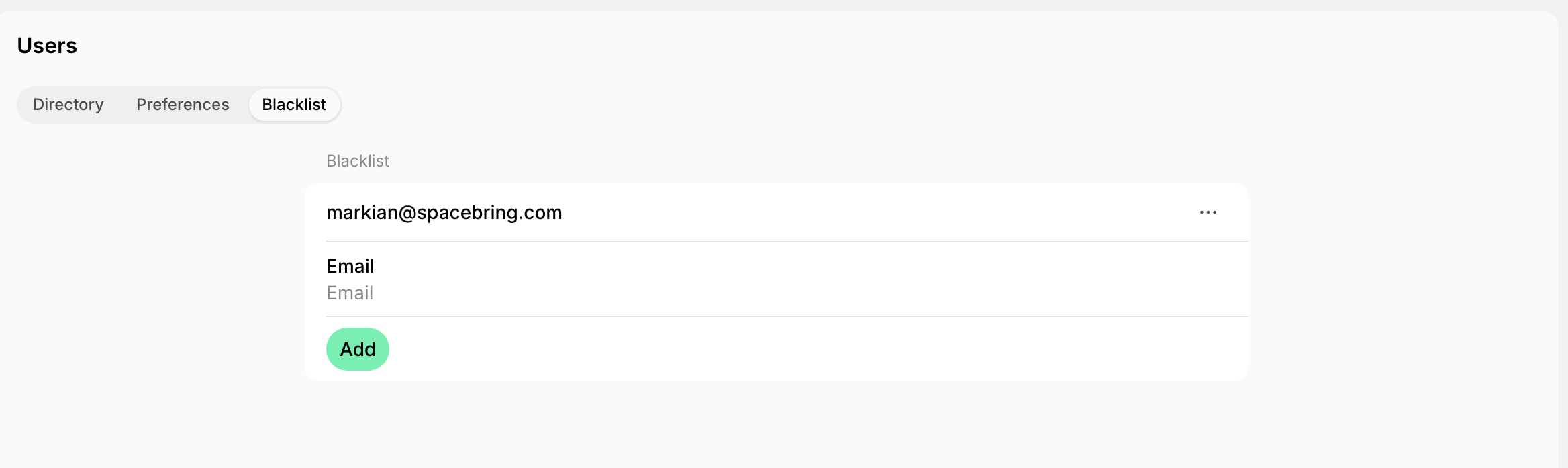 General Users Blacklist Users