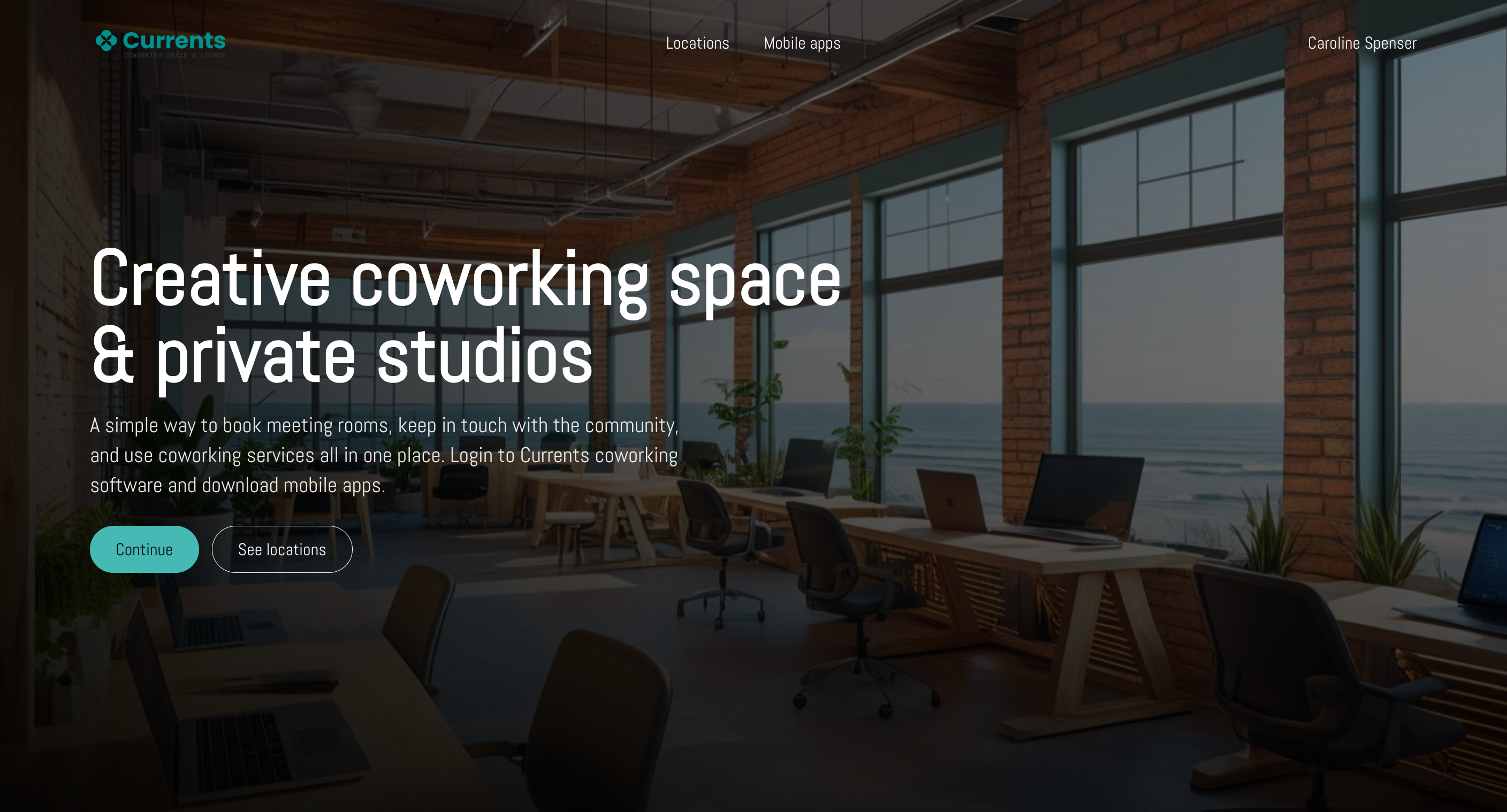Landing page with a full background hero