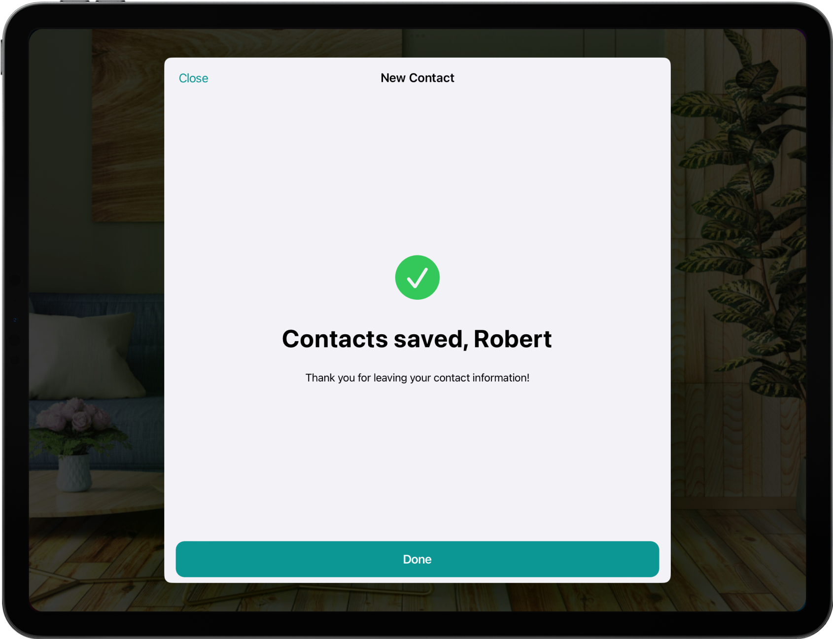 Contacts saved on visitor display on Spacebring's coworking space management platform