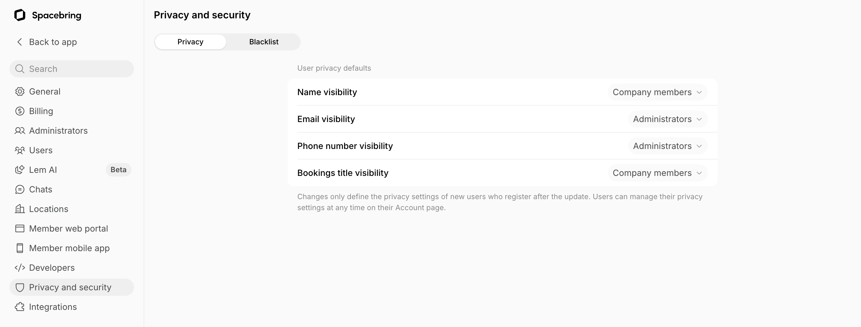 General Users Manage Visibility Of User Information