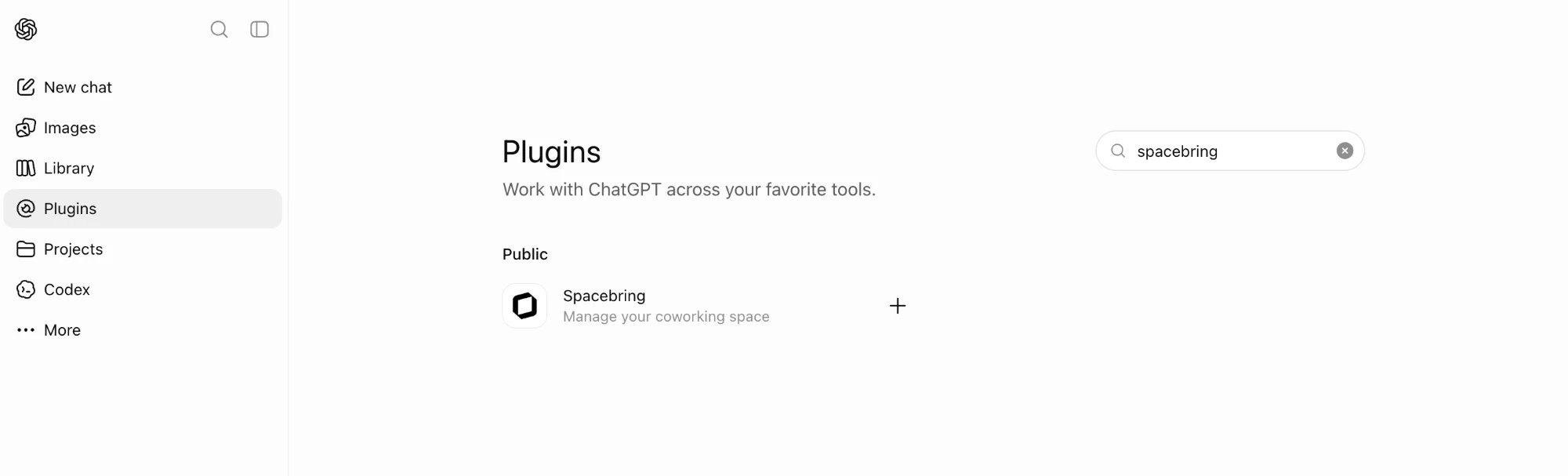 Mcp Server Chatgpt Connect Spacebring In Chatgpt Open The Plugin