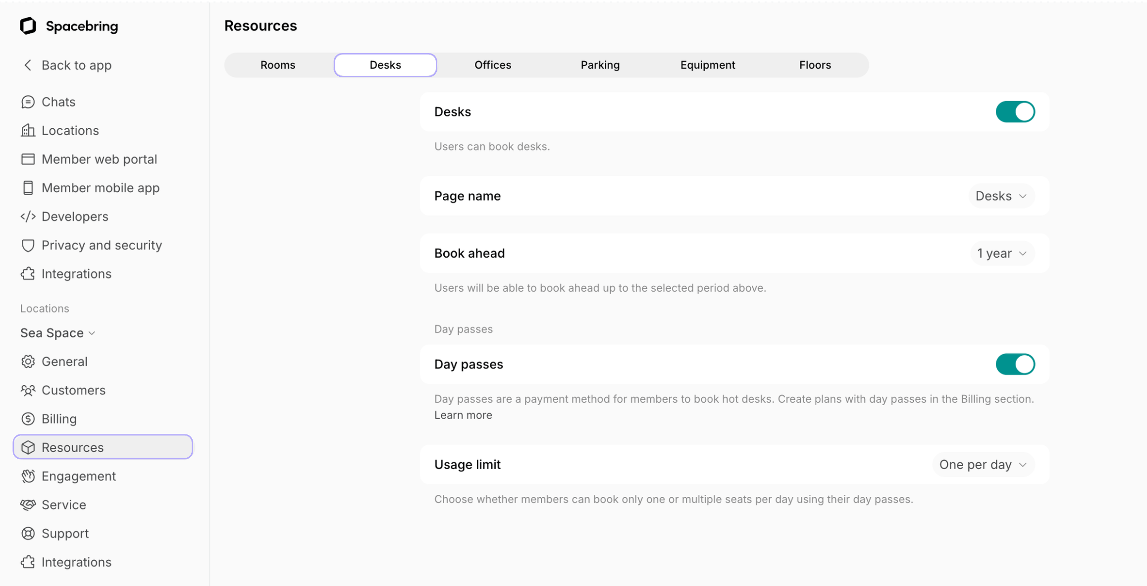 Resource Management Desks Configure General Desk Settings