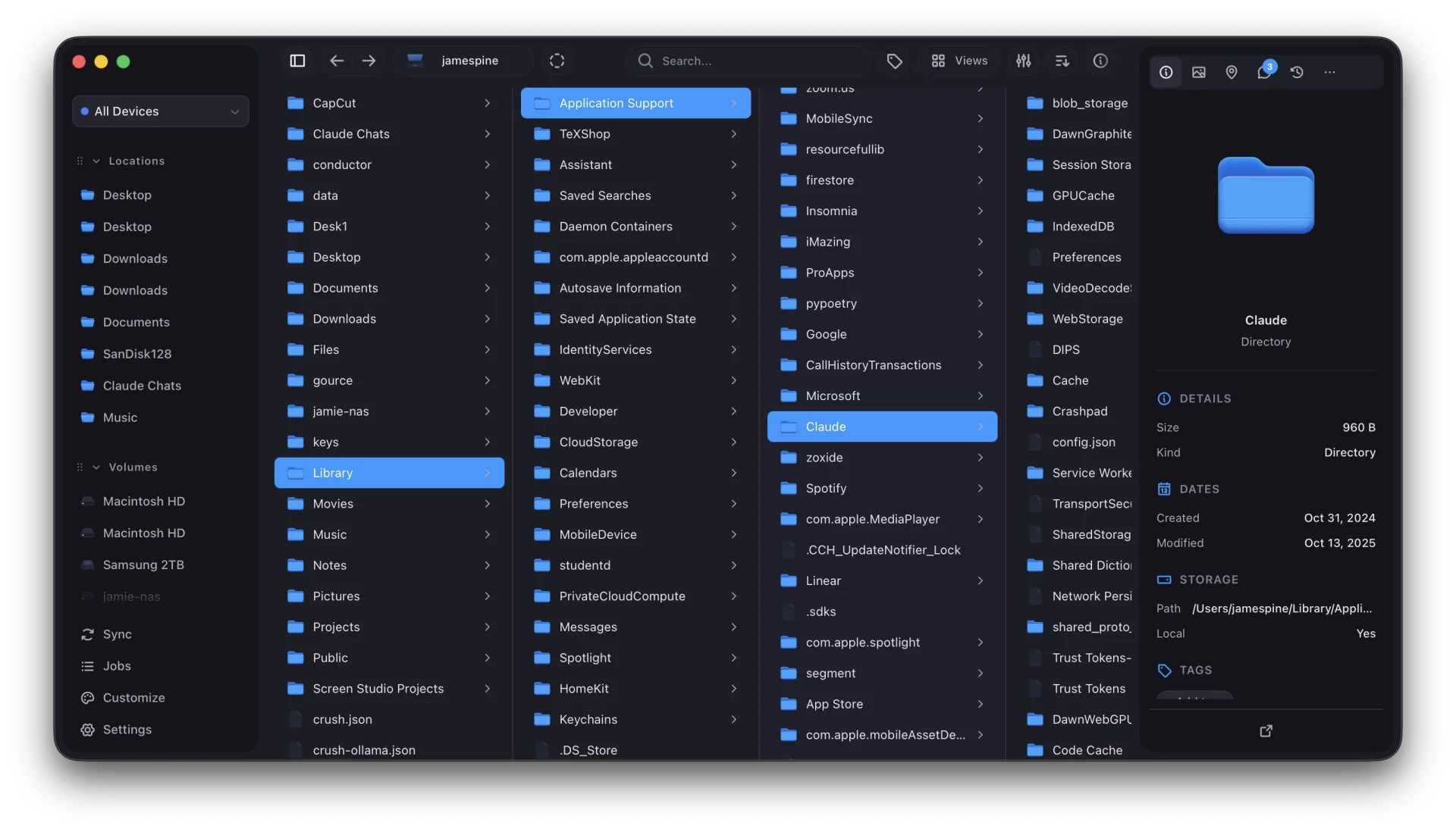 Spacedrive column view file explorer