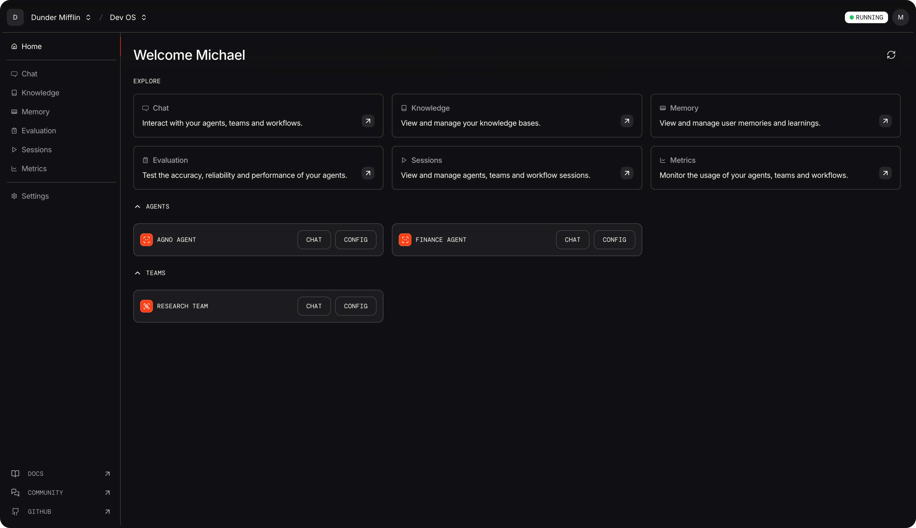 AgentOS Control Plane Dashboard