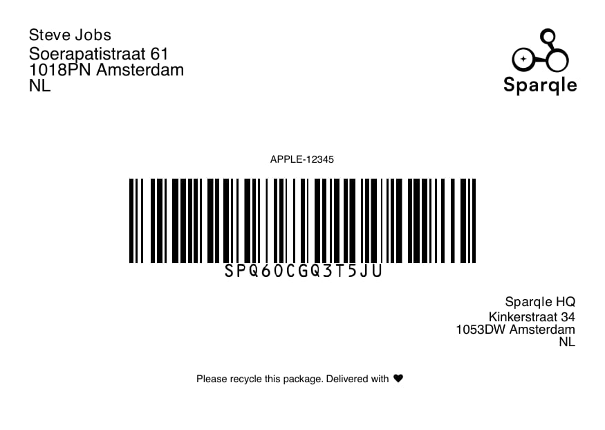 Example Sparqle shipping label