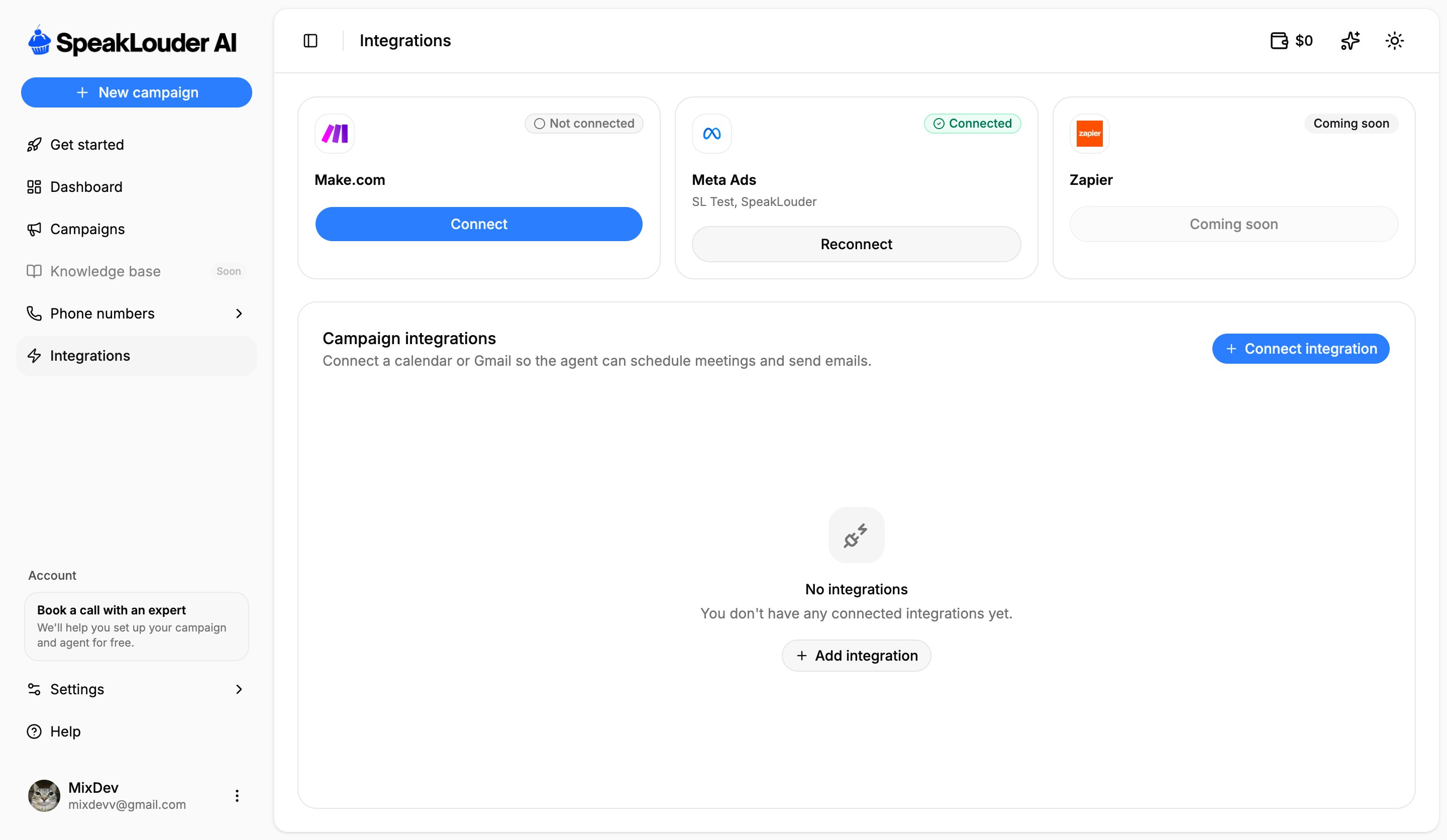Account and campaign integrations
