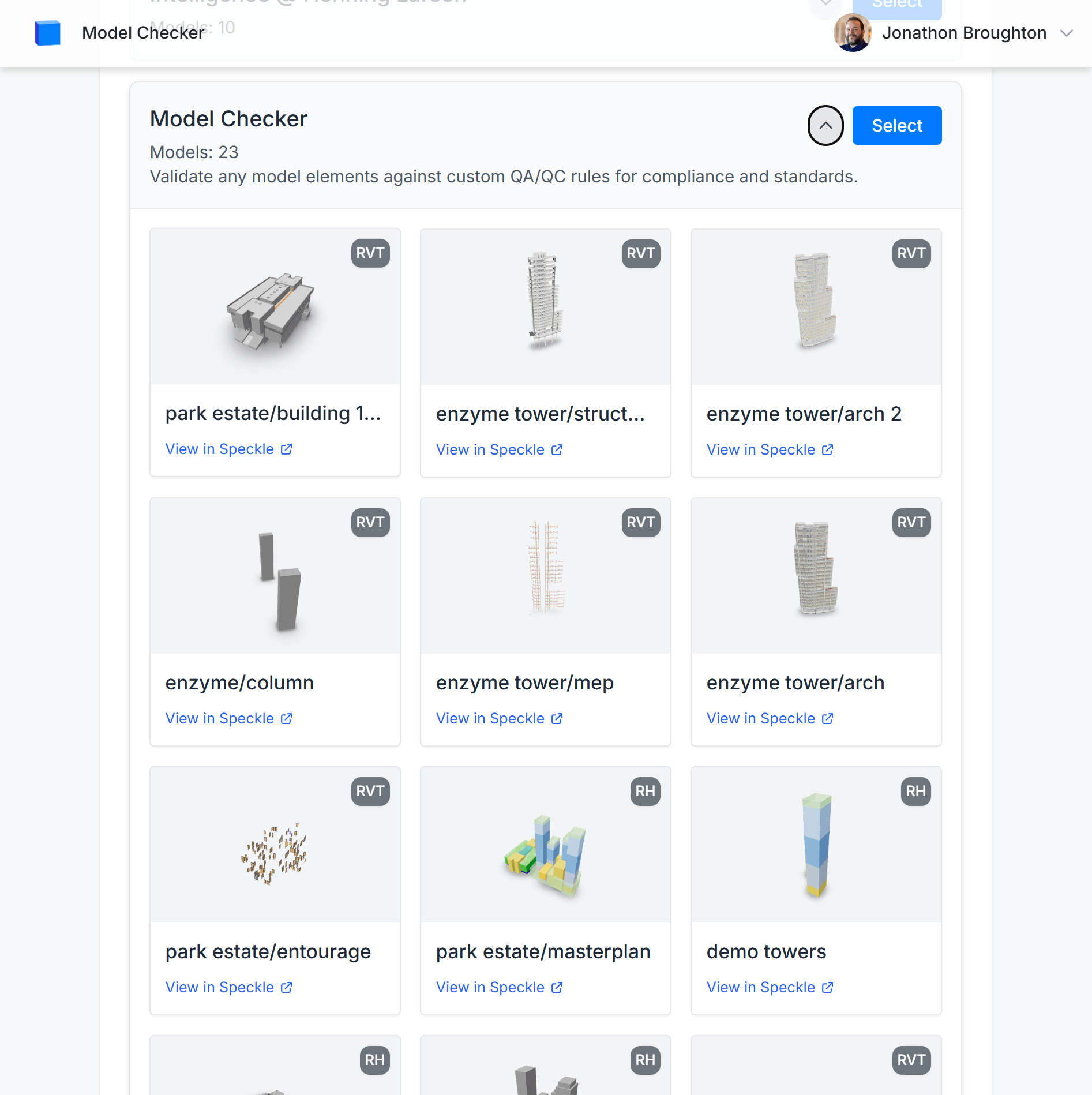 select a project