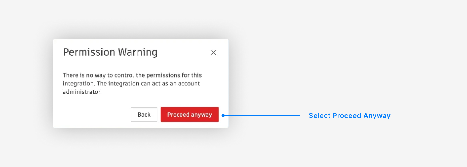 Permission warning
