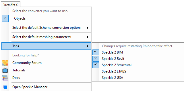 Grasshopper Tabs menu