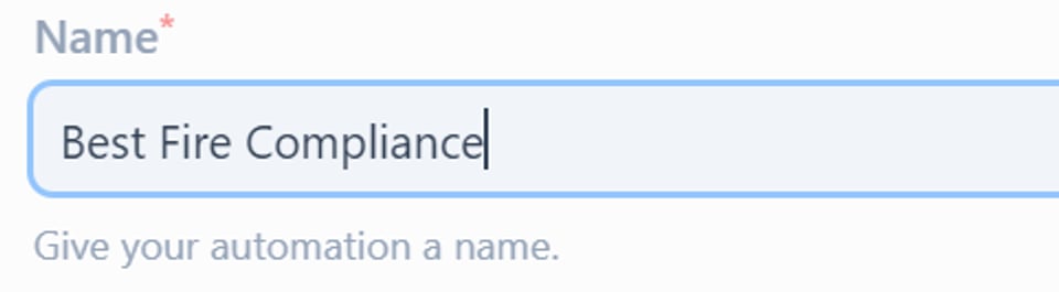 A form field to name the automation, with an example name entered