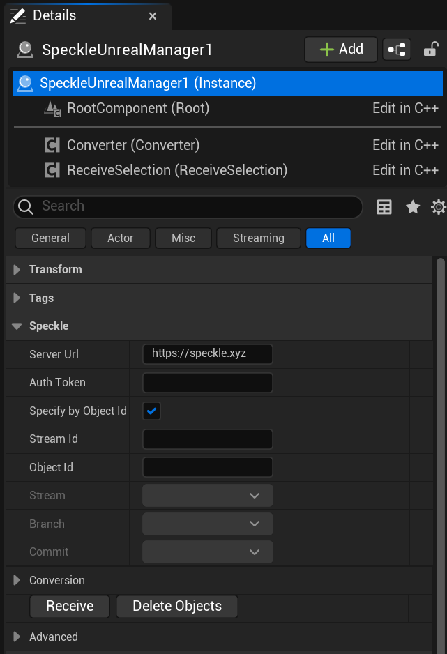 speckle manager config