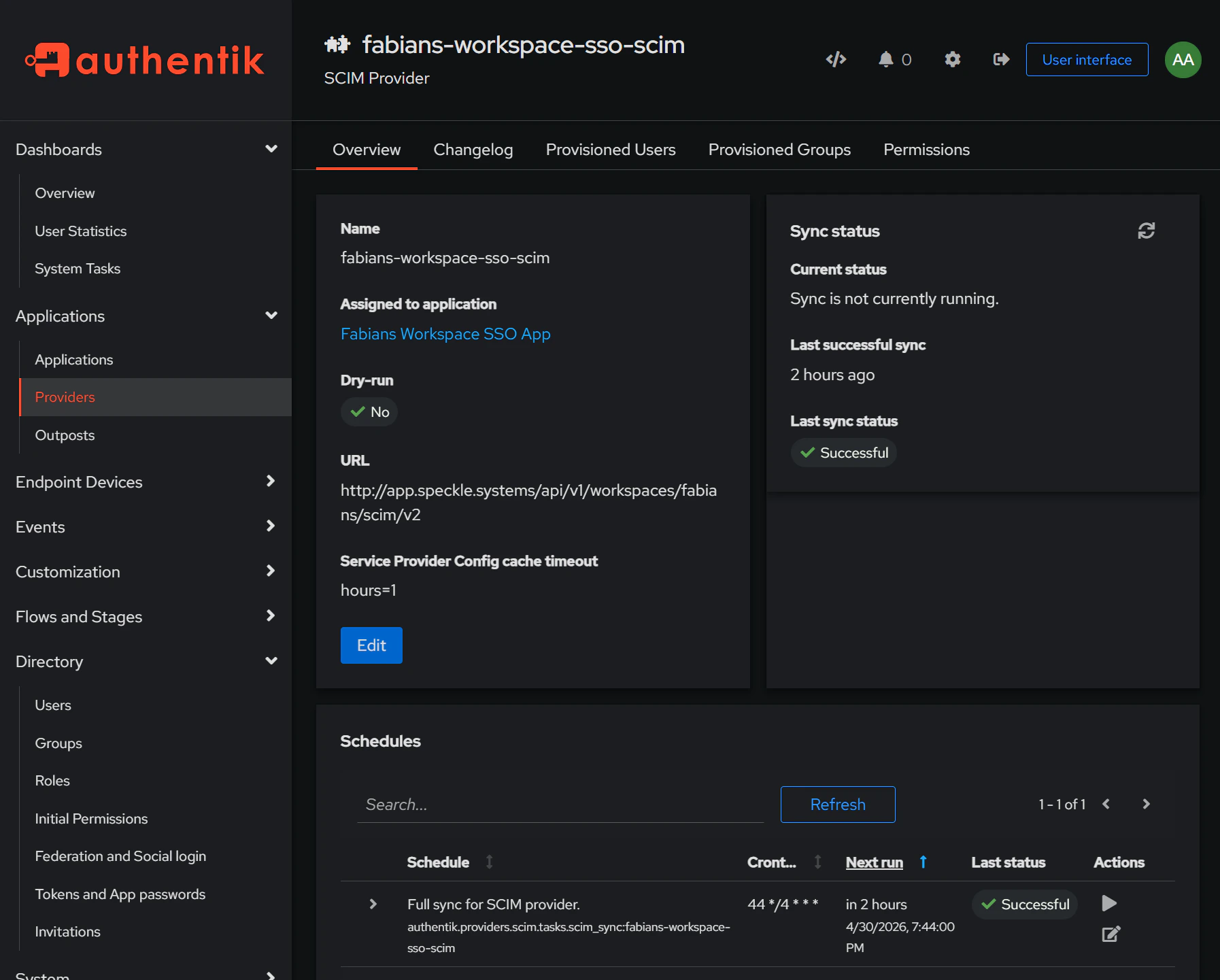 Identity provider SCIM configuration