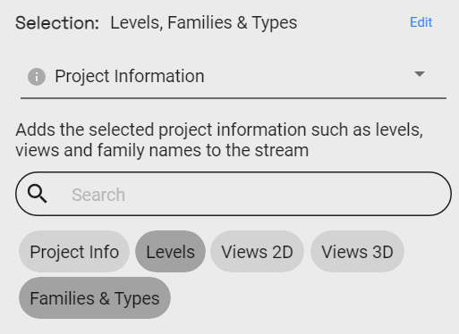 Project info filter