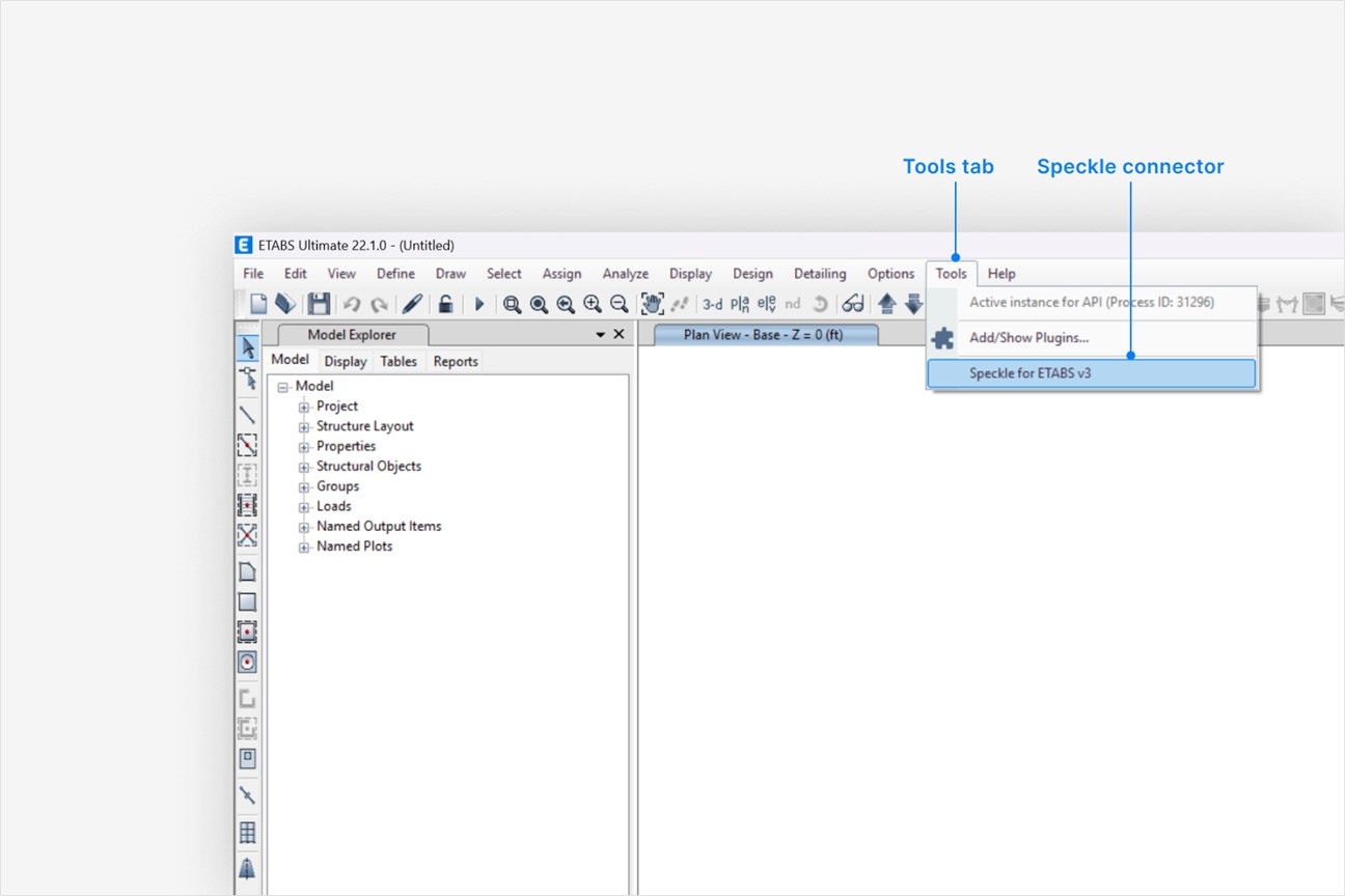 ETABS toolbar