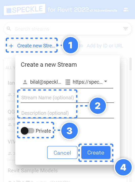 Create Speckle Project
