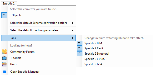 Grasshopper Tabs menu