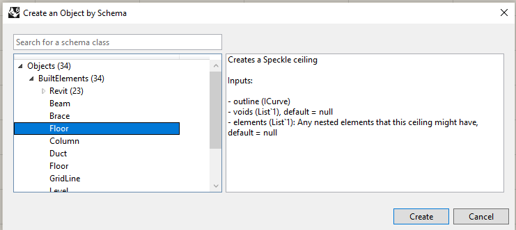 Schema builder pop-up