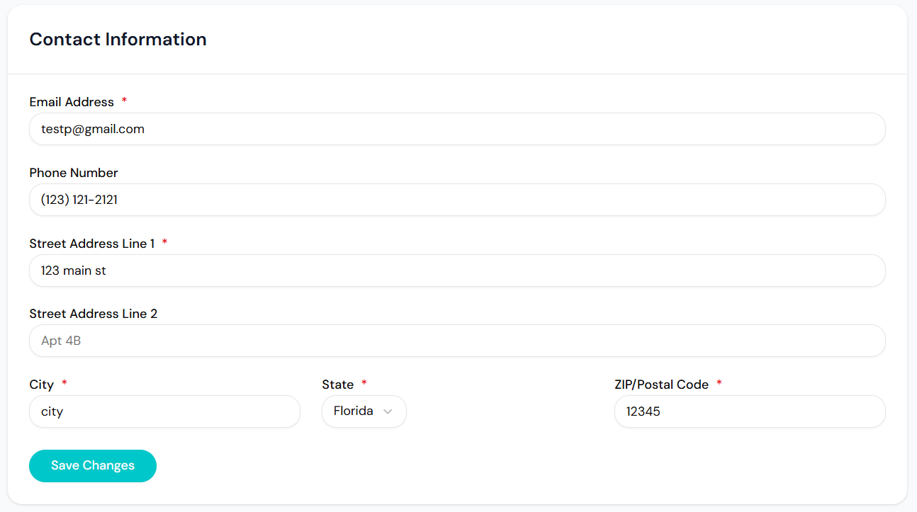 Contact information interface