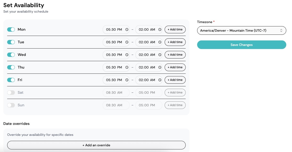 Provider availability configuration
