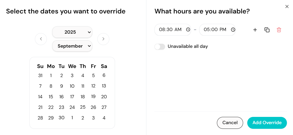 Provider Availability Override